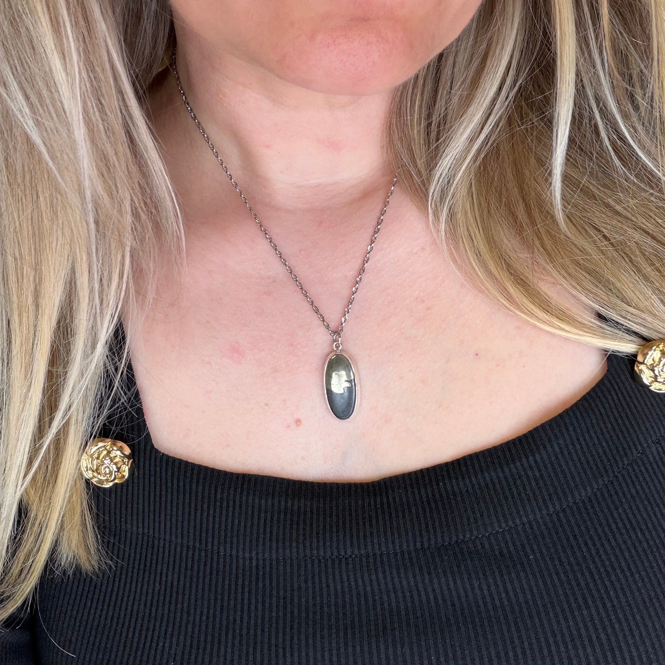 Ciondolo Pirite in Magnetite - Argento 925