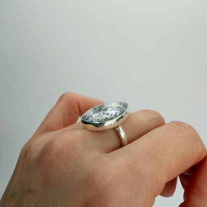 Anello Agata dendritica Argento 925 - a goccia