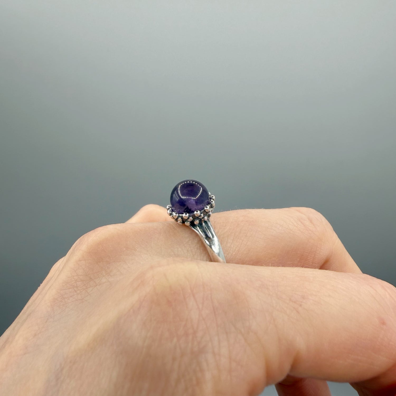 Anello Ametista - Argento 925 - Sfera