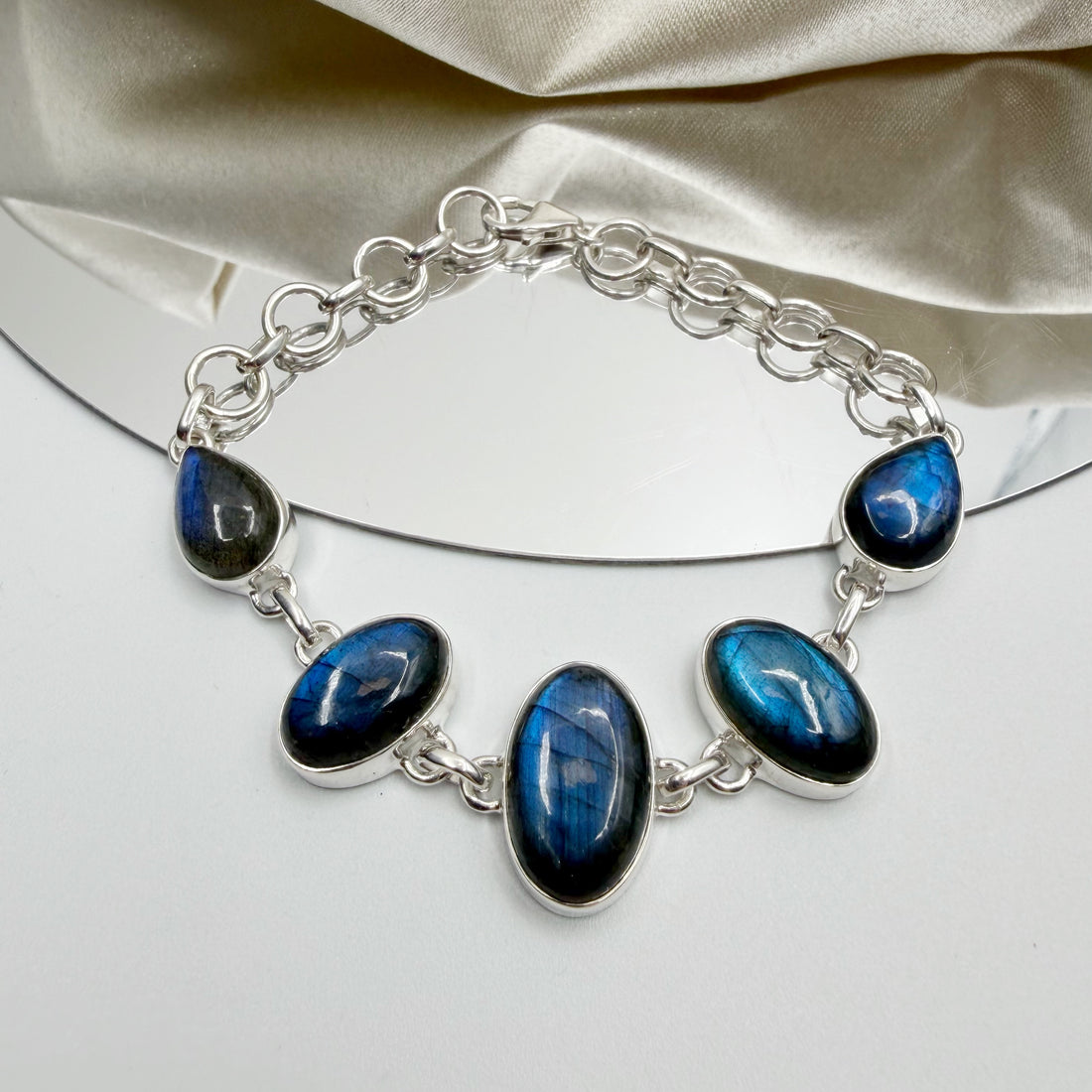 Bracciale Labradorite e Argento 925 - Ovale