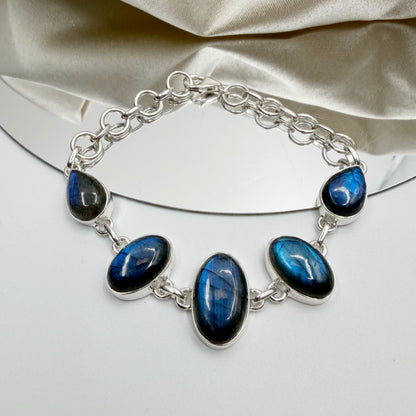 Bracciale Labradorite e Argento 925 - Ovale