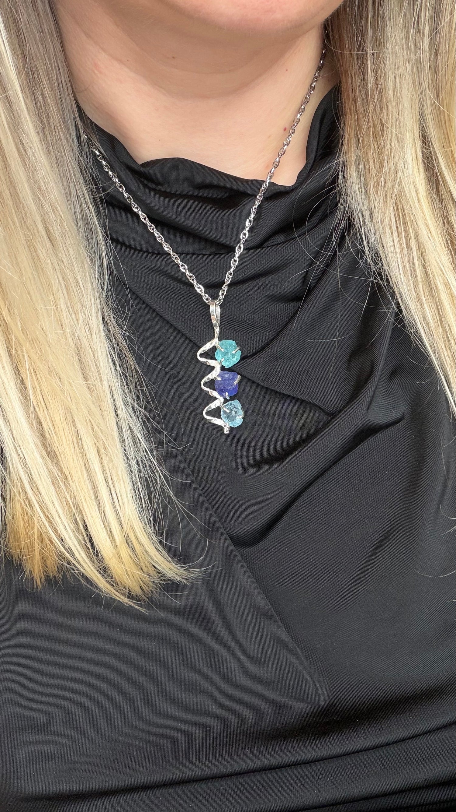 Ciondolo Tanzanite, Apatite, Acquamarina | Argento 925