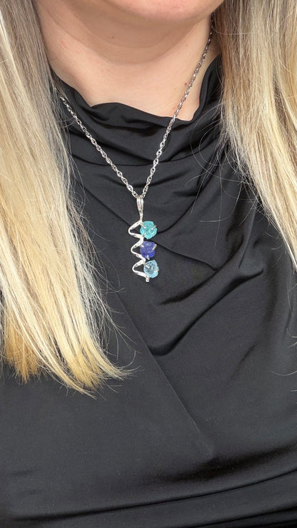 Ciondolo Tanzanite, Apatite, Acquamarina | Argento 925