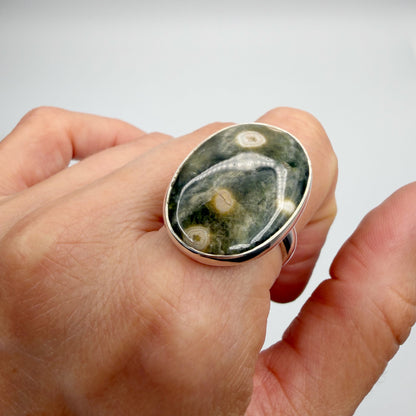 Anello Diaspro Oceano Argento 925 - Ovale