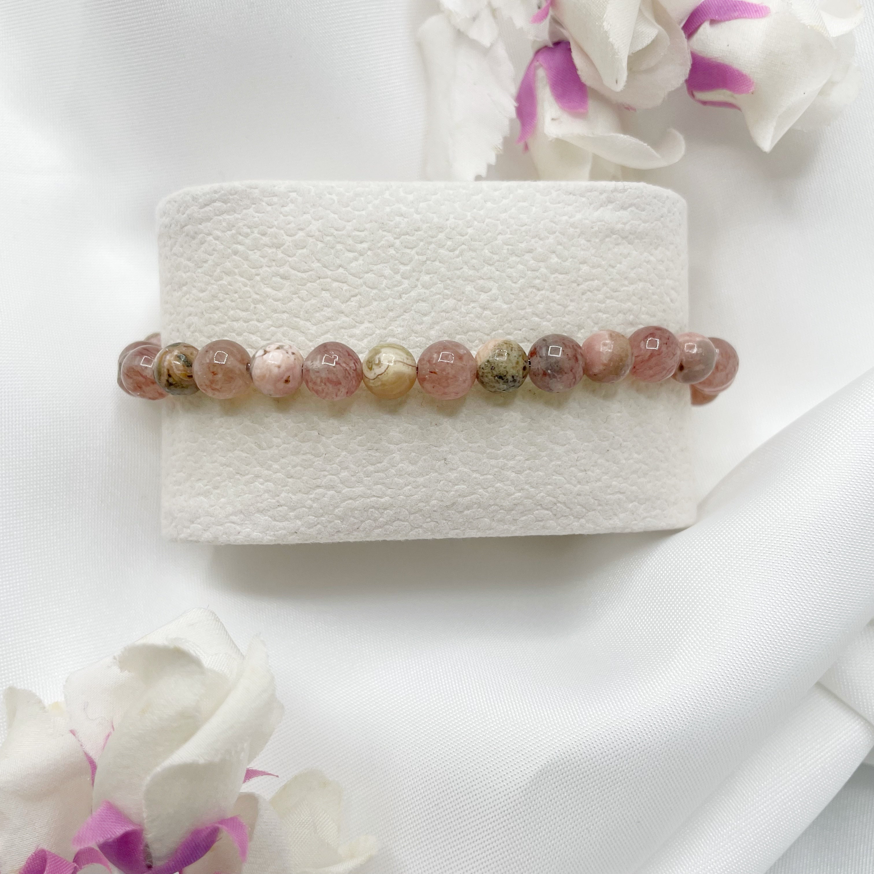 Bracciale Afrodite - Rodocrosite, Quarzo Fragola