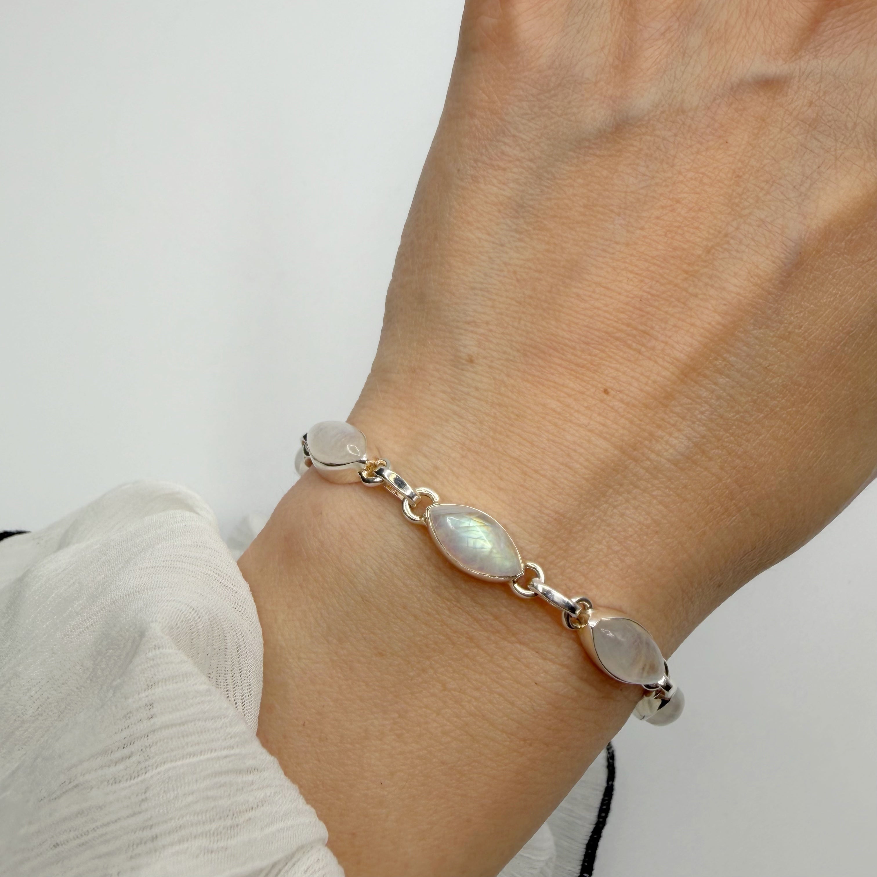 Bracciale Labradorite Bianca e Argento 925