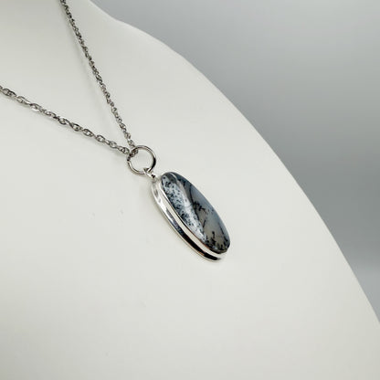 Ciondolo Opale Dendritico e Argento 925 - Ovale