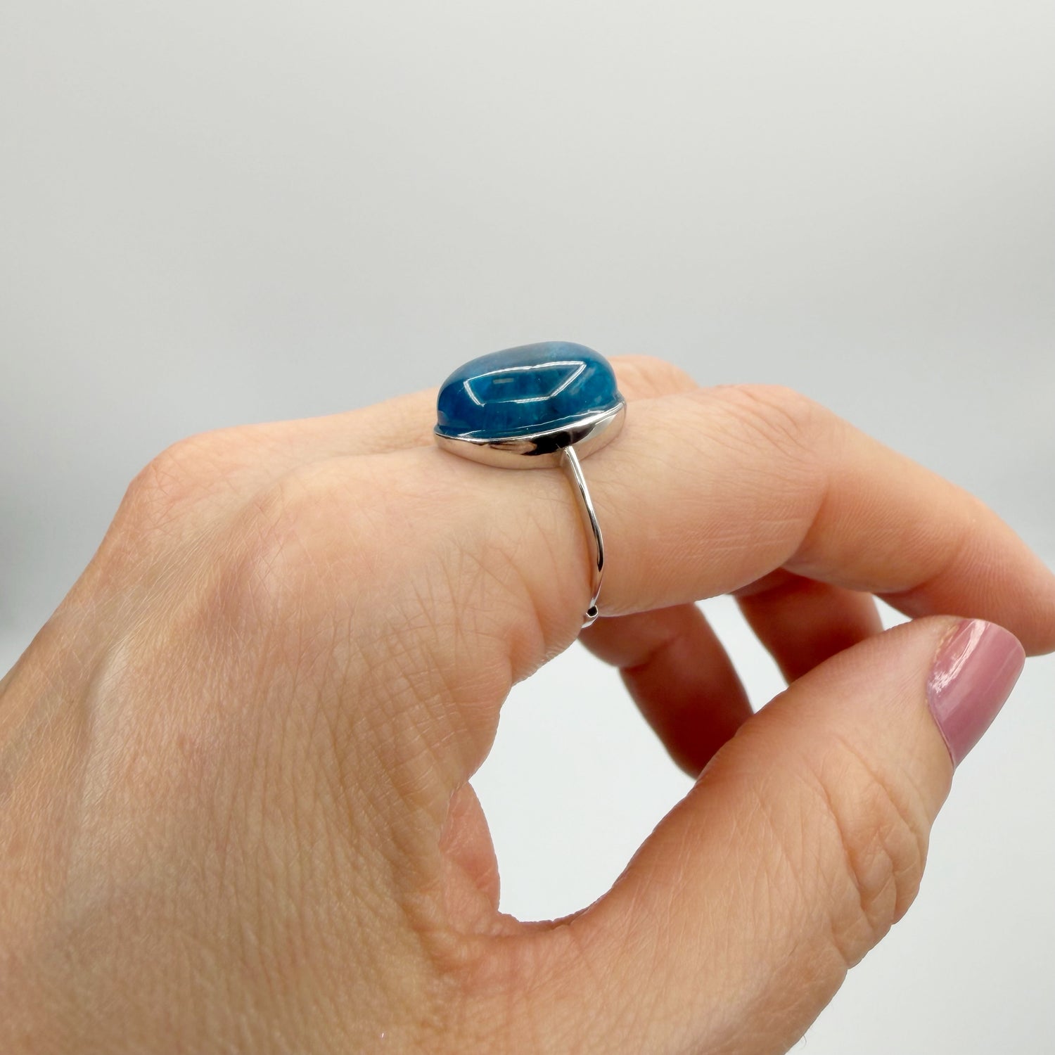 Anello Apatite Ovale - Argento 925