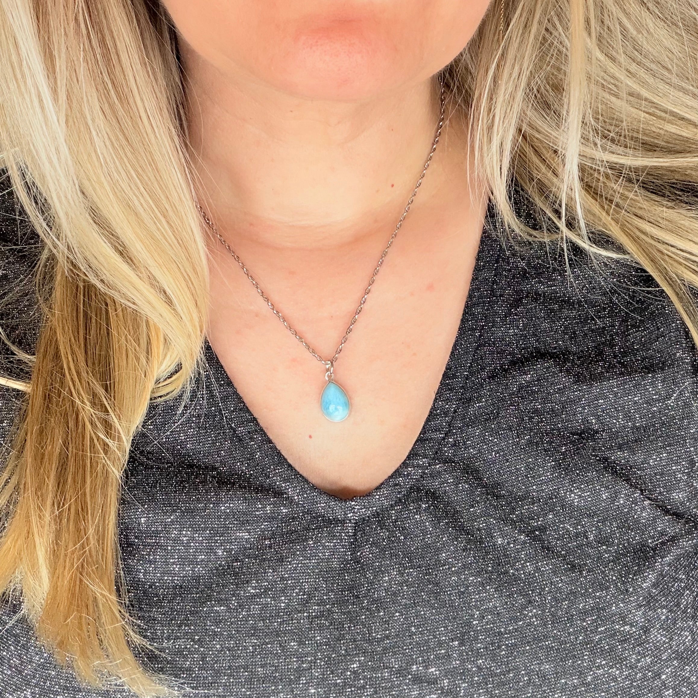 Ciondolo Larimar Argento 925 - Goccia piccola