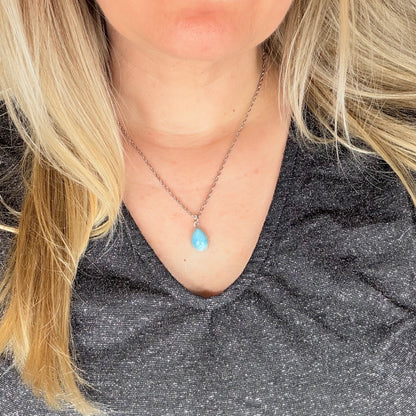 Ciondolo Larimar Argento 925 - Goccia piccola