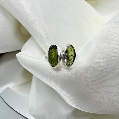 Anello Moldavite Double - Argento 925
