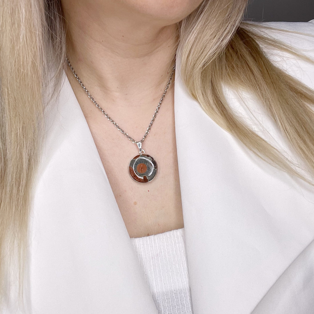 Ciondolo Ossidiana Peanut Tondo - Argento 925