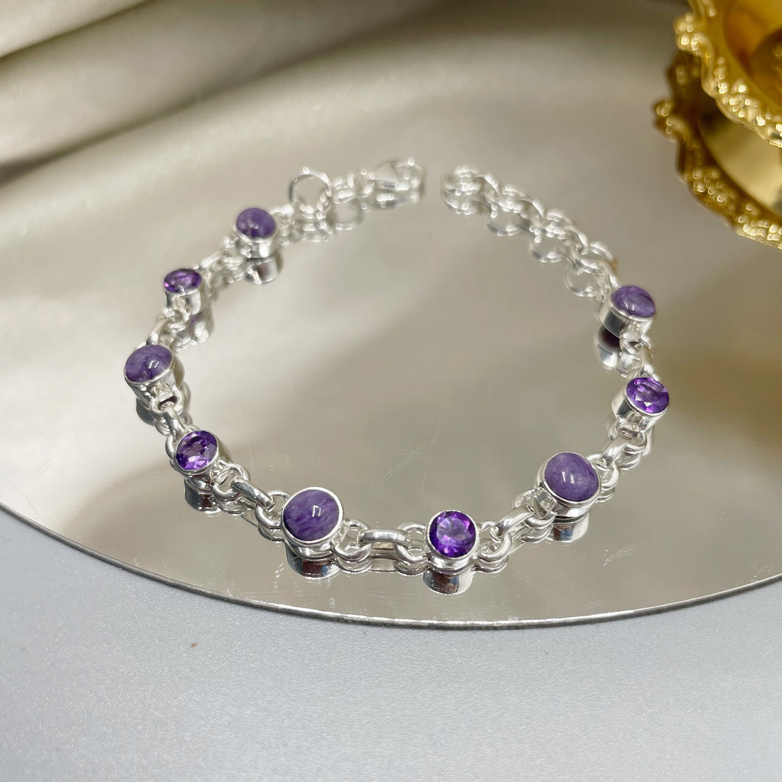 Bracciale Ametista, Ciaroite e Argento 925