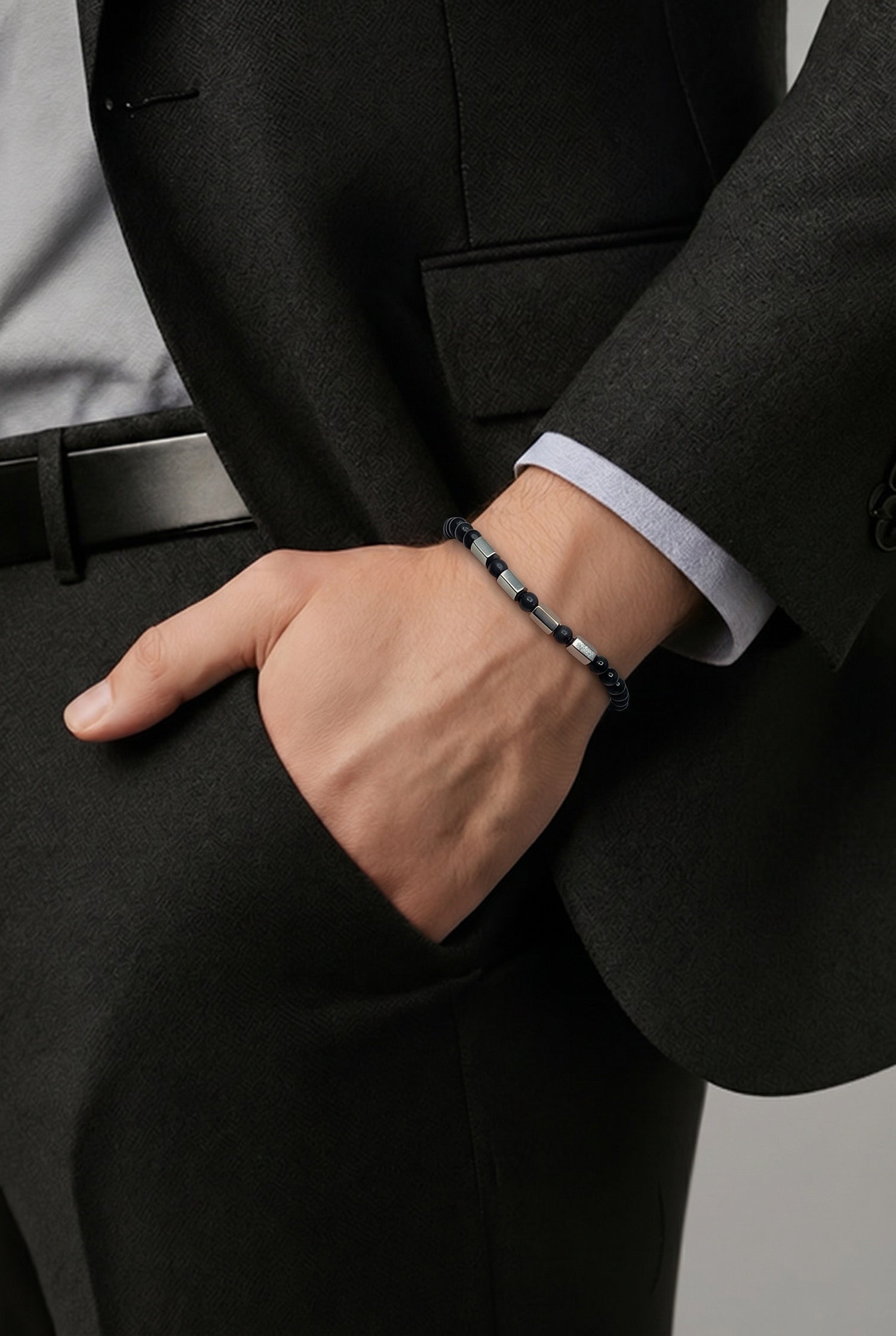 Bracciale Protection Unisex Silver - Tormalina, Onice, Shungite e Ematite