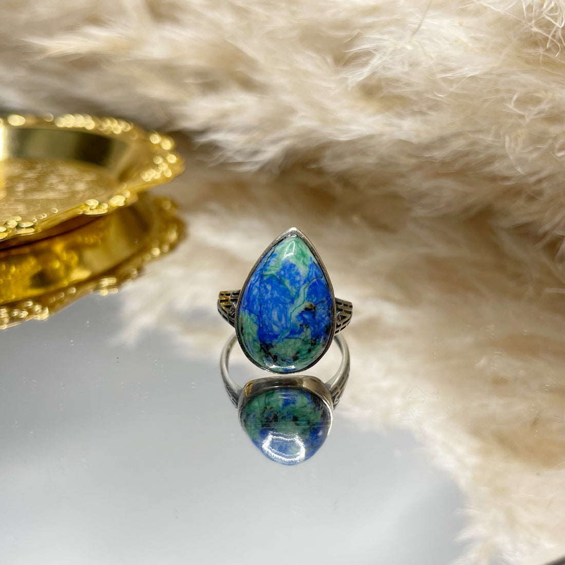 Anello Turchese Naturale e Lapislazzuli - Argento 925