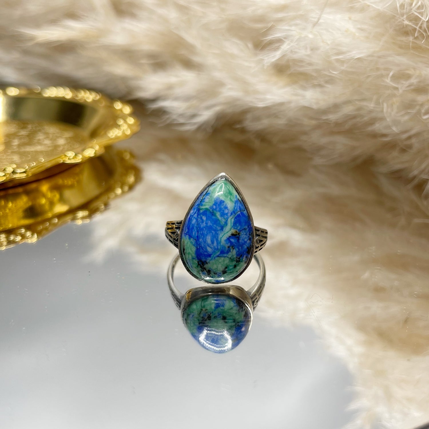 Anello Turchese Naturale e Lapislazzuli - Argento 925