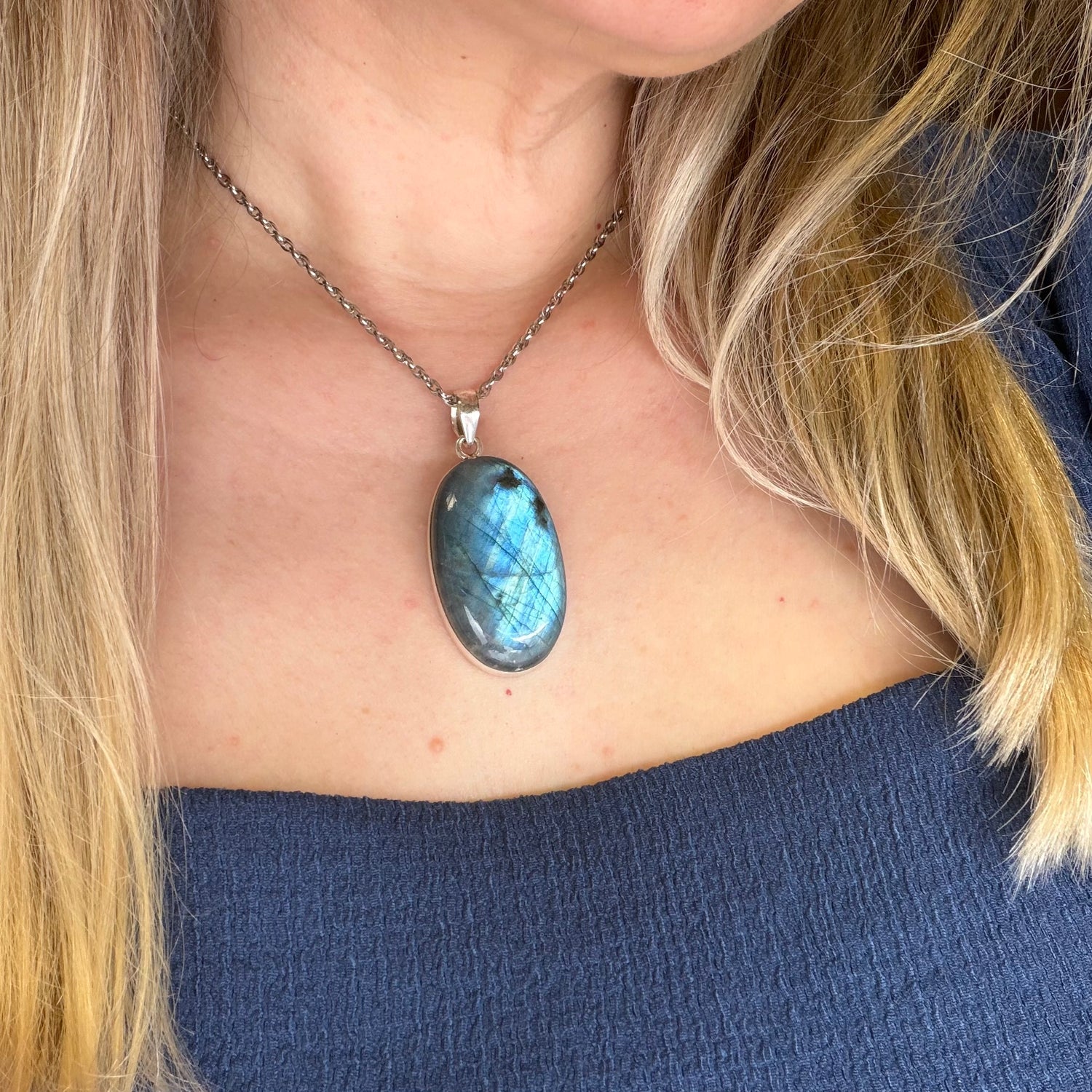 Ciondolo Labradorite - Argento 925 Ovale