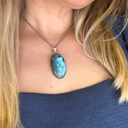Ciondolo Labradorite - Argento 925 Ovale