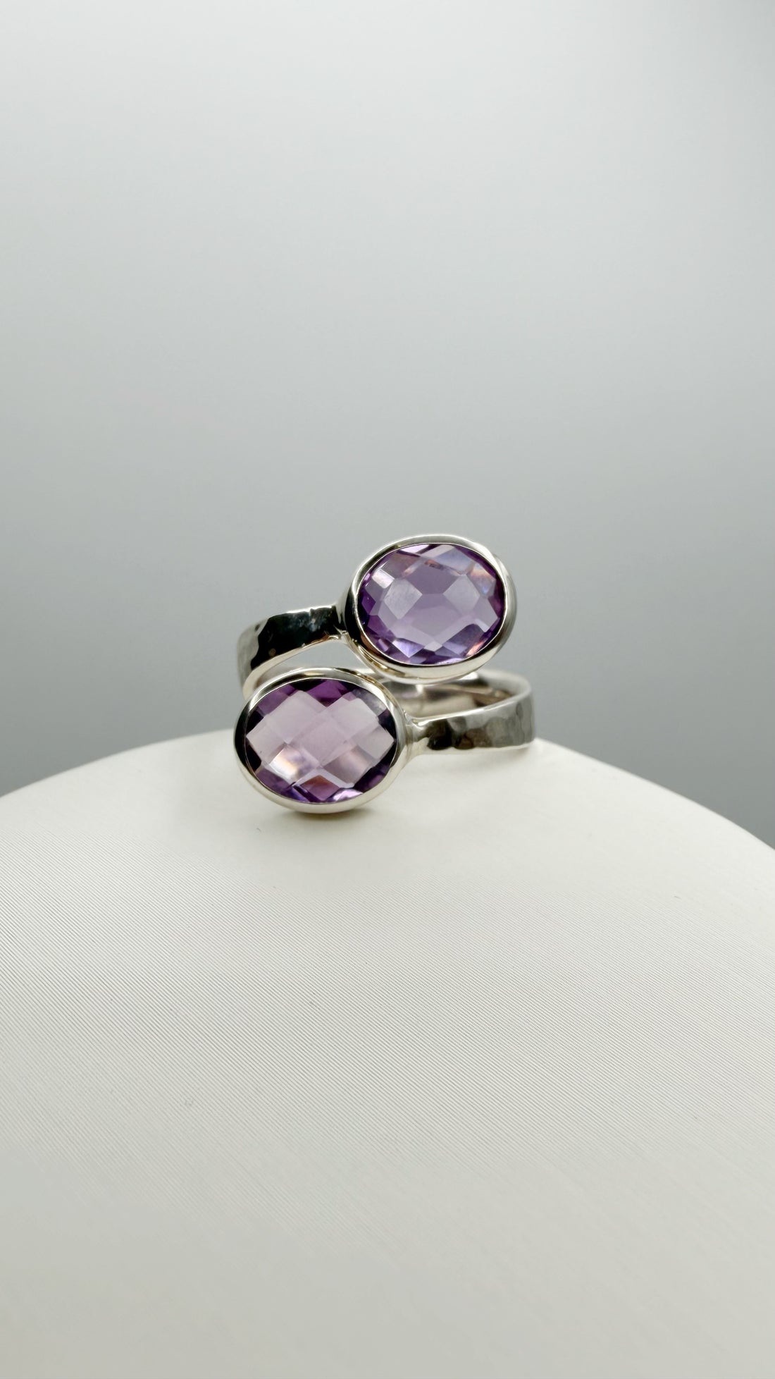 Anello Double Ametista Sfaccettata - Argento 925