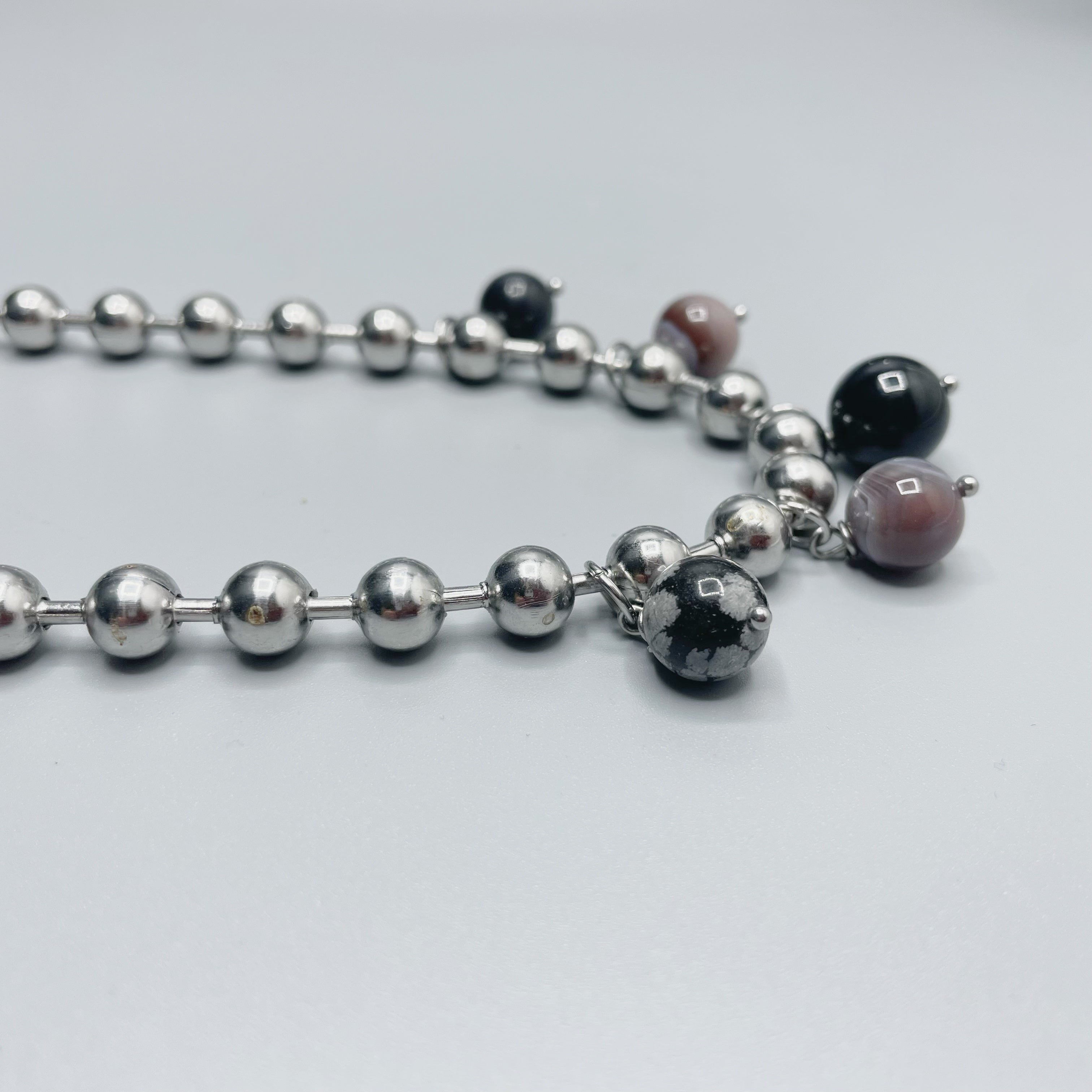 Girocollo Cerchio Protettivo Silver - Occhio di Shiva, Shungite, Ossidiana, Onice