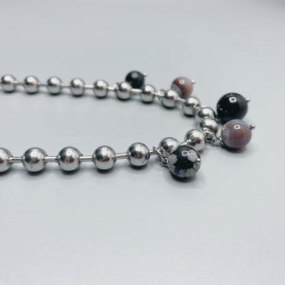 Girocollo Cerchio Protettivo Silver - Occhio di Shiva, Shungite, Ossidiana, Onice