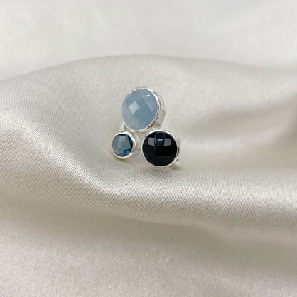 Anello Acquamarina, Onice, Topazio - Argento 925