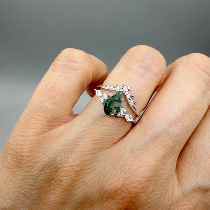 Doppio Anello Agata Muschiata SILVER | Argento 925 - NON REGOLABILE