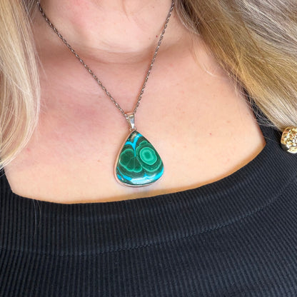 Ciondolo Malachite e Crisocolla Argento 925 - A Goccia