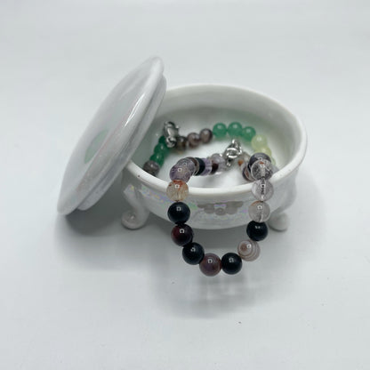 Portagioie Piccolo, porcellana dipinta a mano - Madreperla