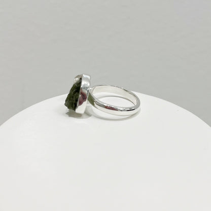Anello Moldavide e Diamante Herkimer - Argento 925