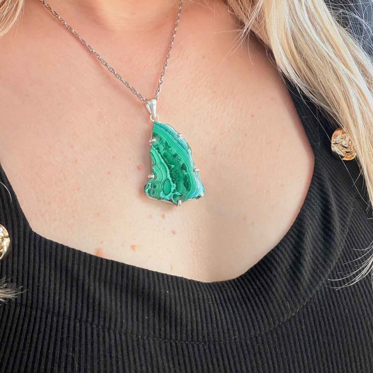 Ciondolo Malachite e Crisocolla Argento 925 - irregolare