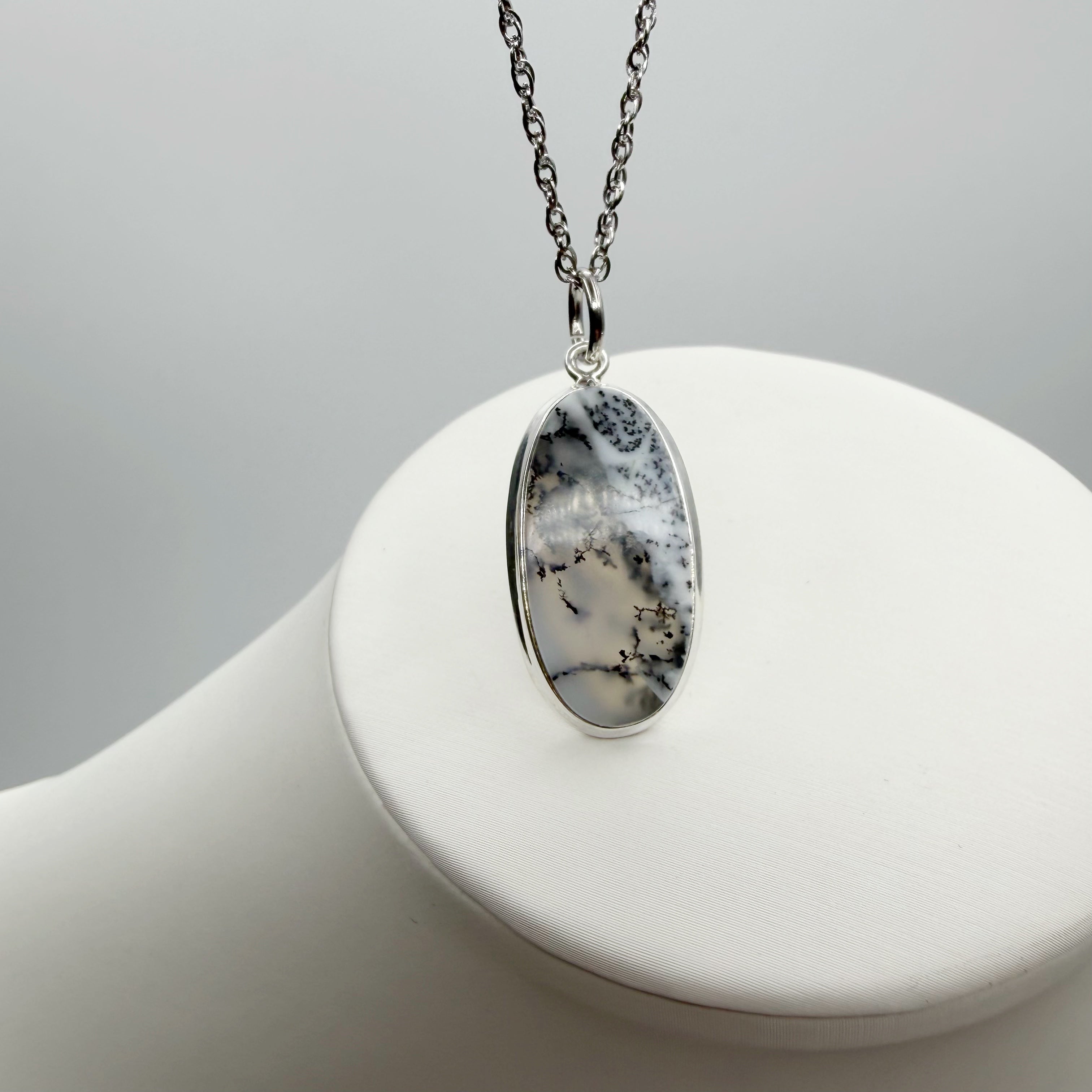 Ciondolo Opale Dendritico e Argento 925 - Ovale