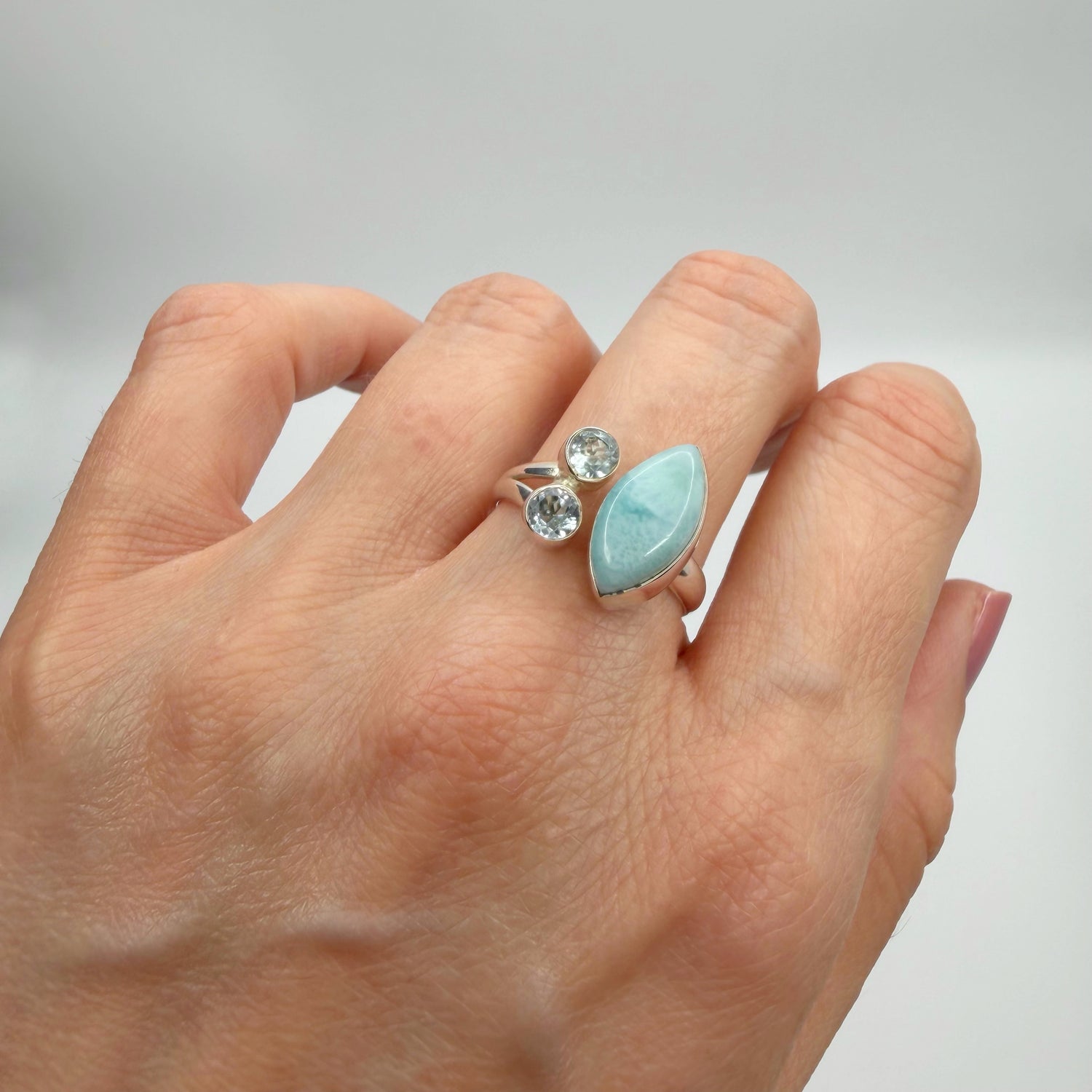 Anello Larimar e Topazio - Argento 925