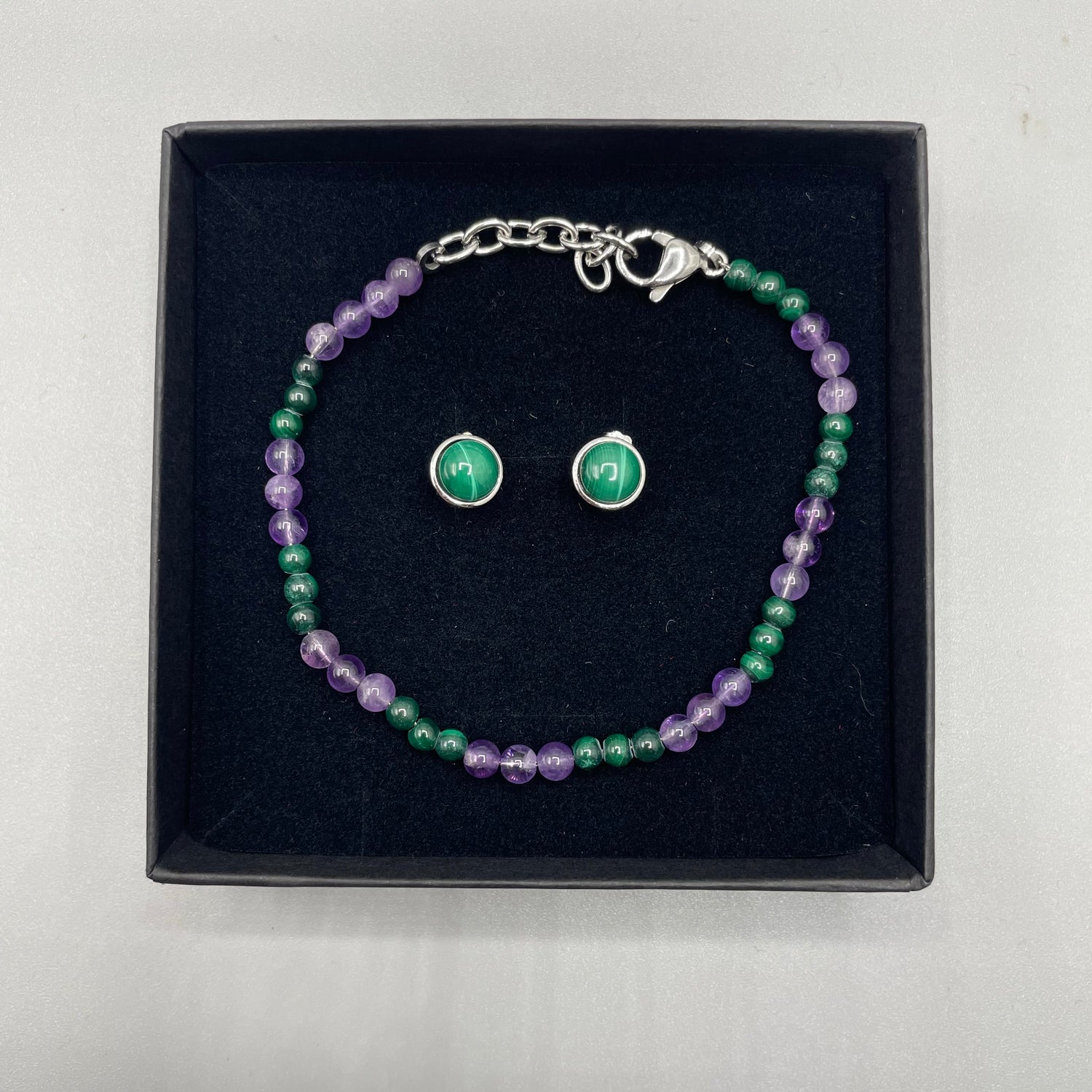 Set Malachite e Ametista - Bracciale e Orecchini