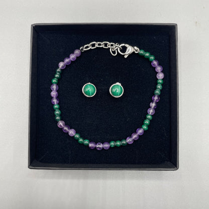 Set Malachite e Ametista - Bracciale e Orecchini
