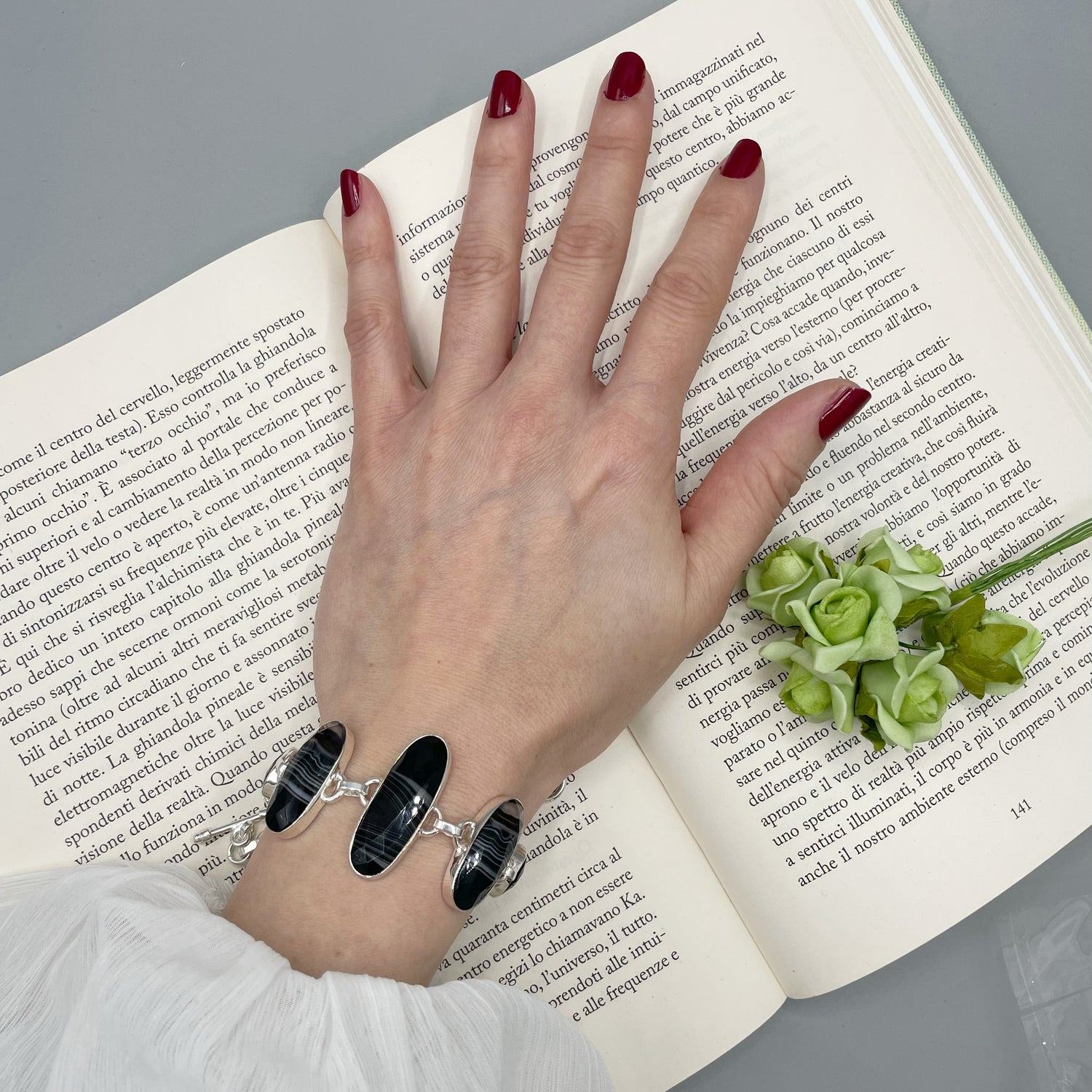 Bracciale Agata Nera e Argento 925