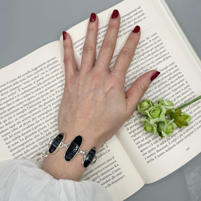 Bracciale Agata Nera e Argento 925
