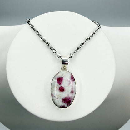 Ciondolo Tormalina Rosa e Argento 925 - Ovale