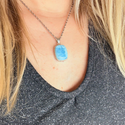 Ciondolo Larimar Argento 925 - Rettangolare