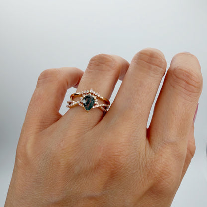 Doppio Anello Agata Muschiata GOLD | Argento 925 placcato oro 14k - NON REGOLABILE