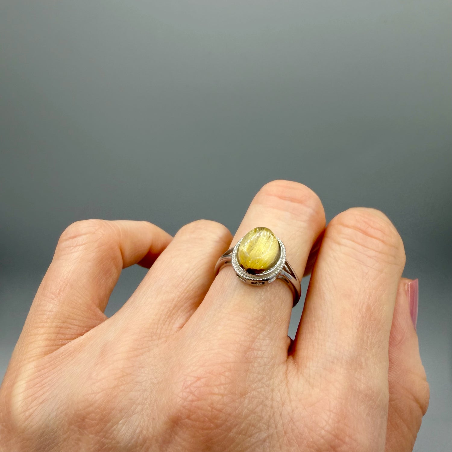 Anello Quarzo Rutilato Dorato - Argento 925
