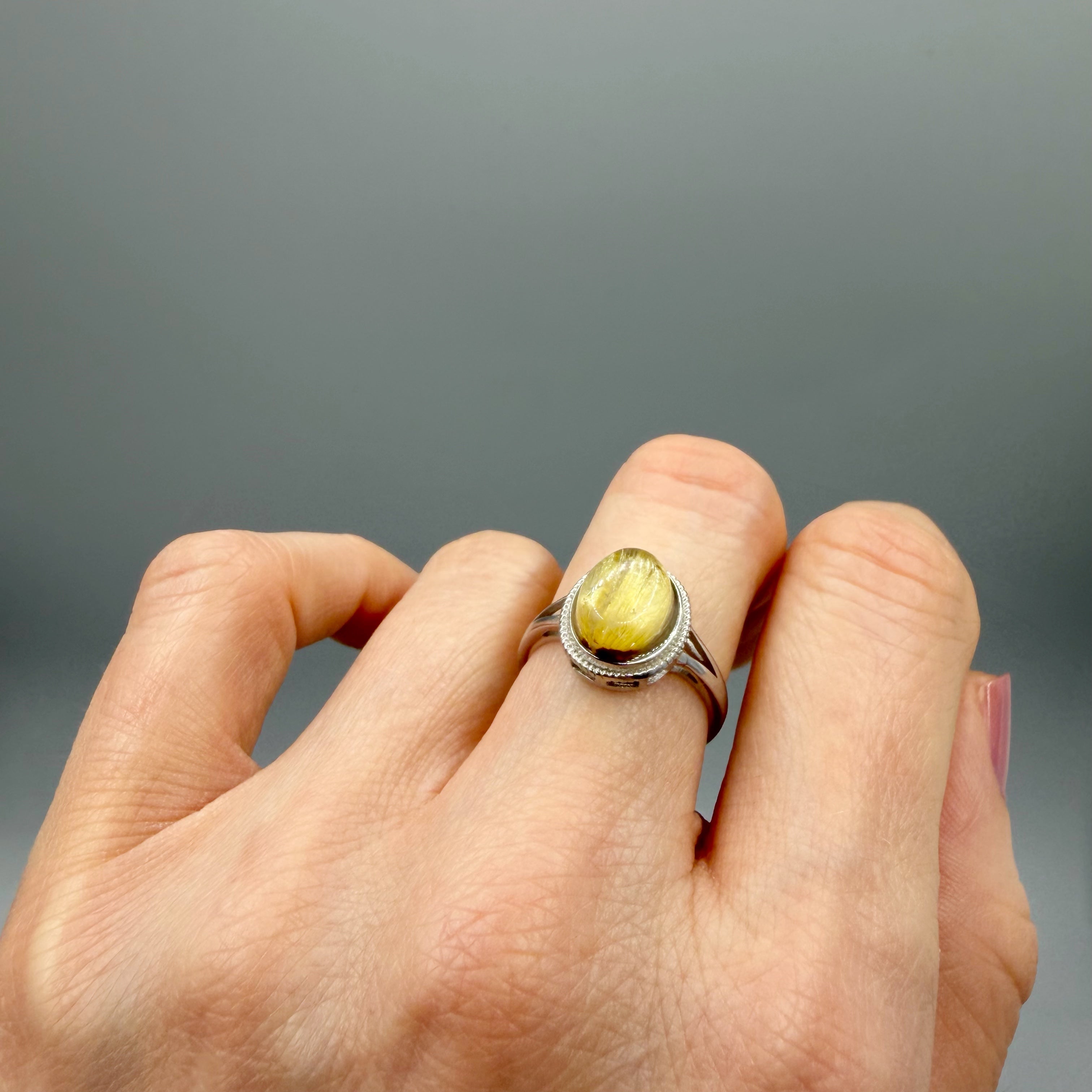 Anello Quarzo Rutilato Dorato - Argento 925