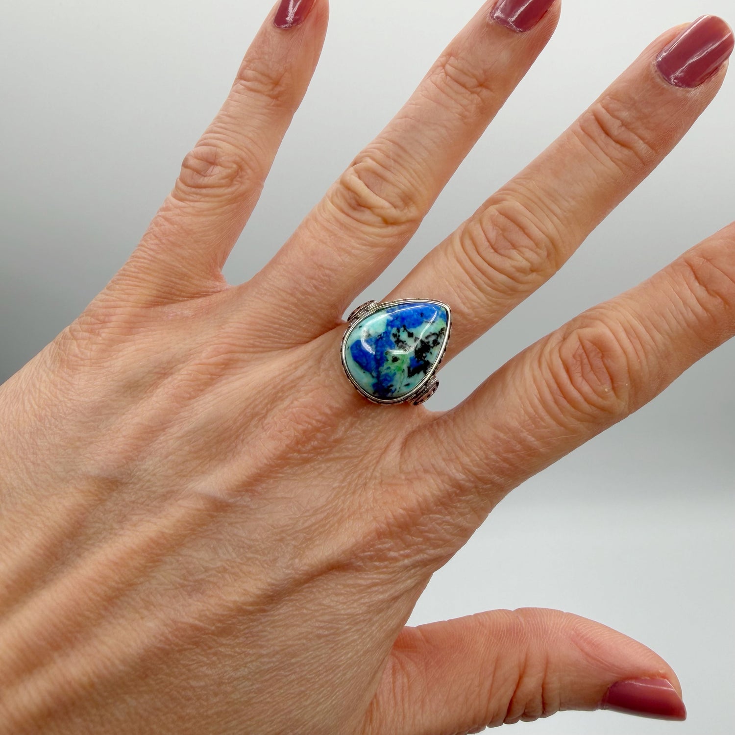 Anello Lapis e Turchese e Argento 925 - A GOCCIA