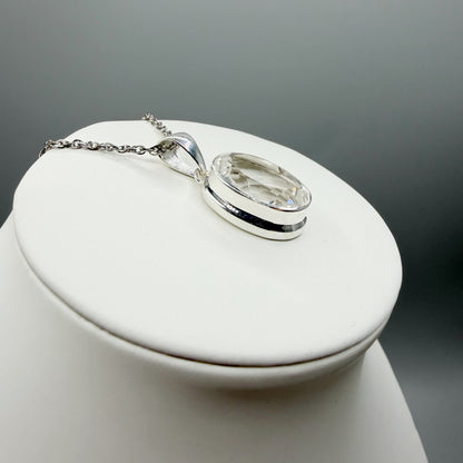 Ciondolo Cristallo di Rocca e Argento 925 - Ovale