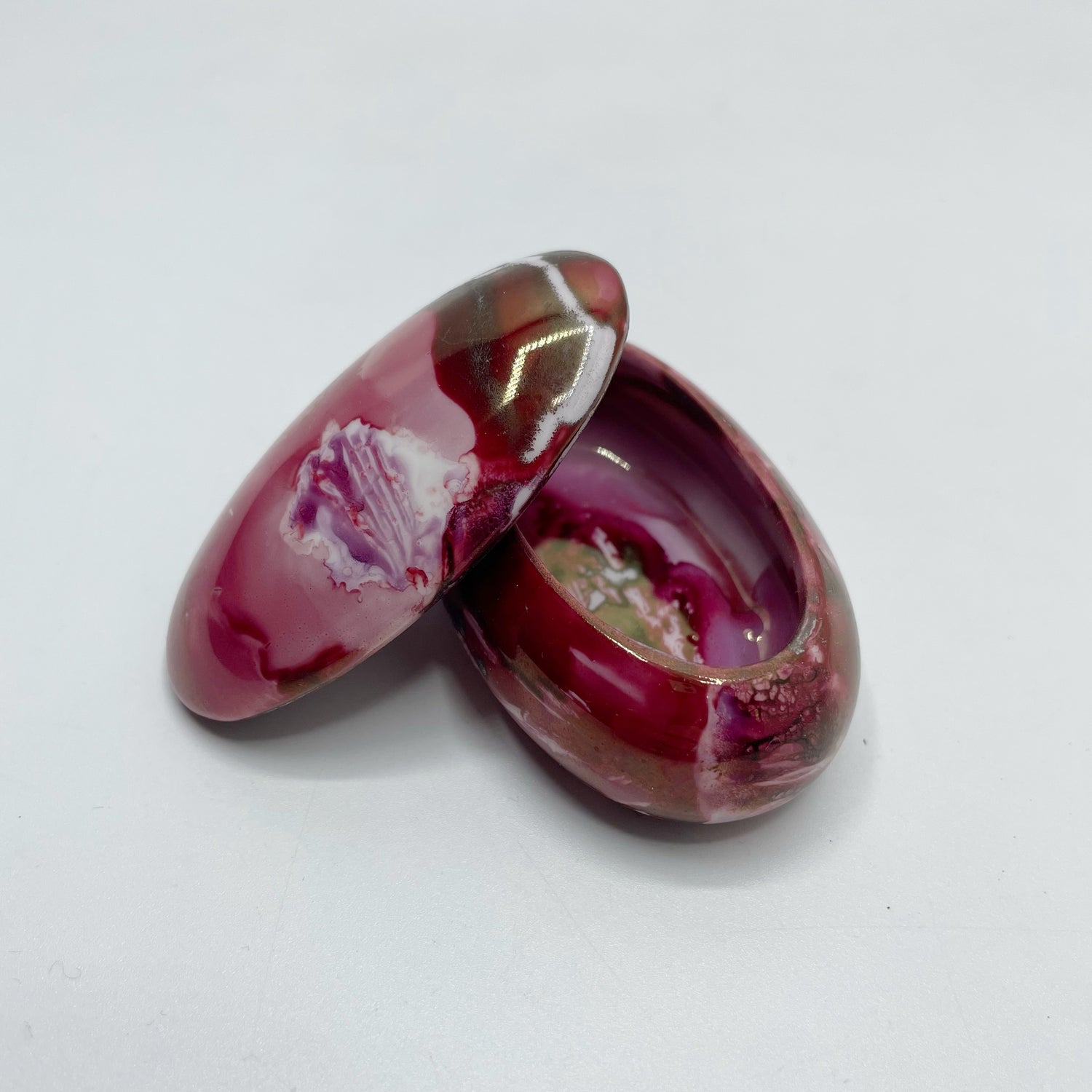 Portagioie Mignon, porcellana dipinta a mano - Rosso