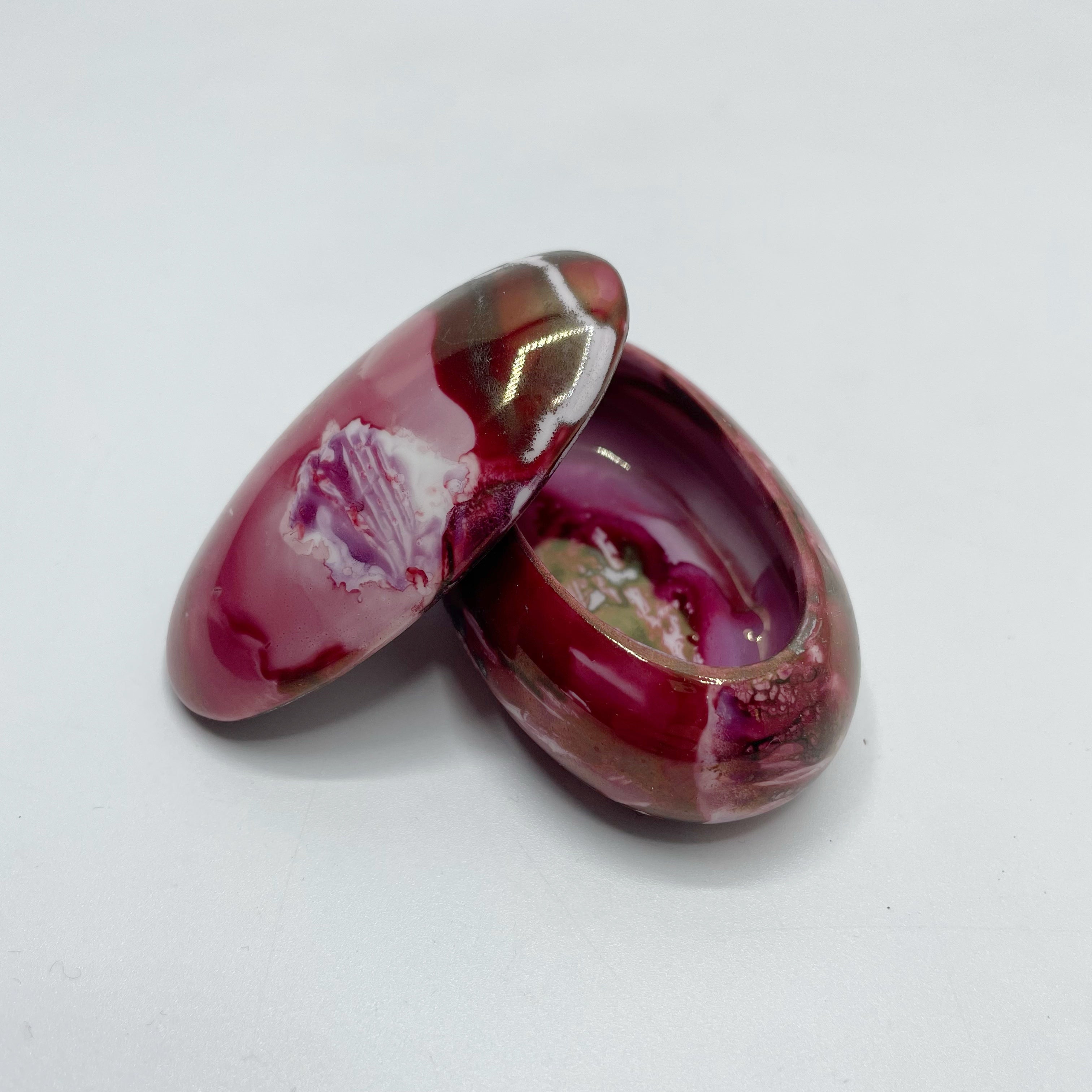 Portagioie Mignon, porcellana dipinta a mano - Rosso