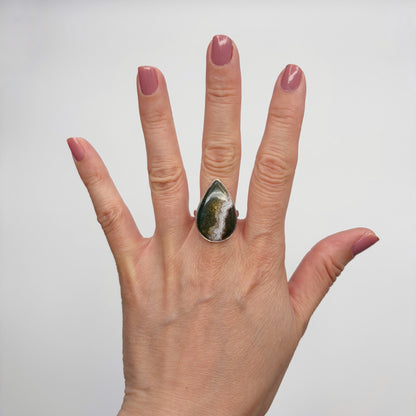 Anello Diaspro Oceano Argento 925 - a  Goccia