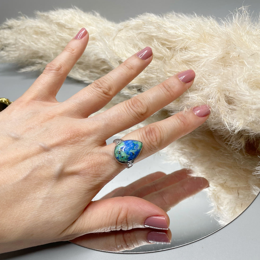 Anello Turchese Naturale e Lapislazzuli - Argento 925