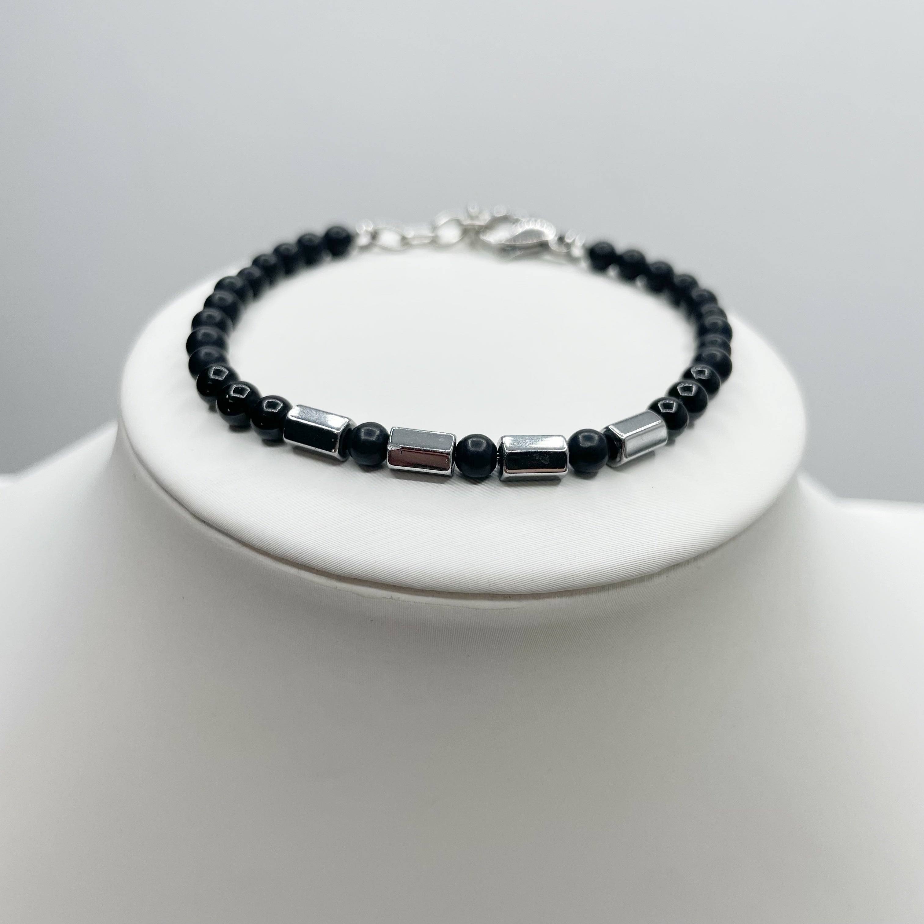 Bracciale Protection Unisex Silver - Tormalina, Onice, Shungite e Ematite
