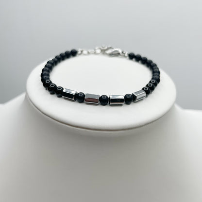 Bracciale Protection Unisex Silver - Tormalina, Onice, Shungite e Ematite